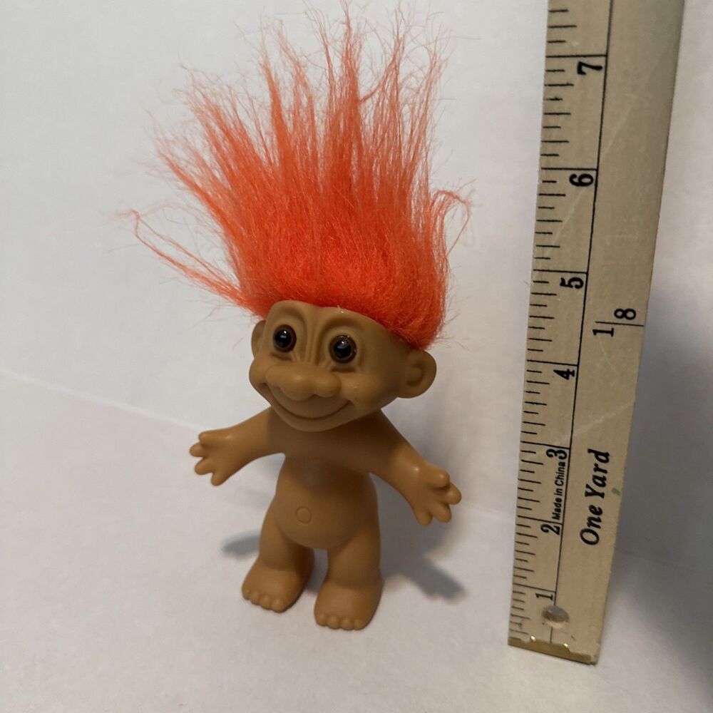 Vintage Russ Troll Orange Hair Brown Eyes 4” Figure Doll Nude 90s Collectible - Picture 10 of 10